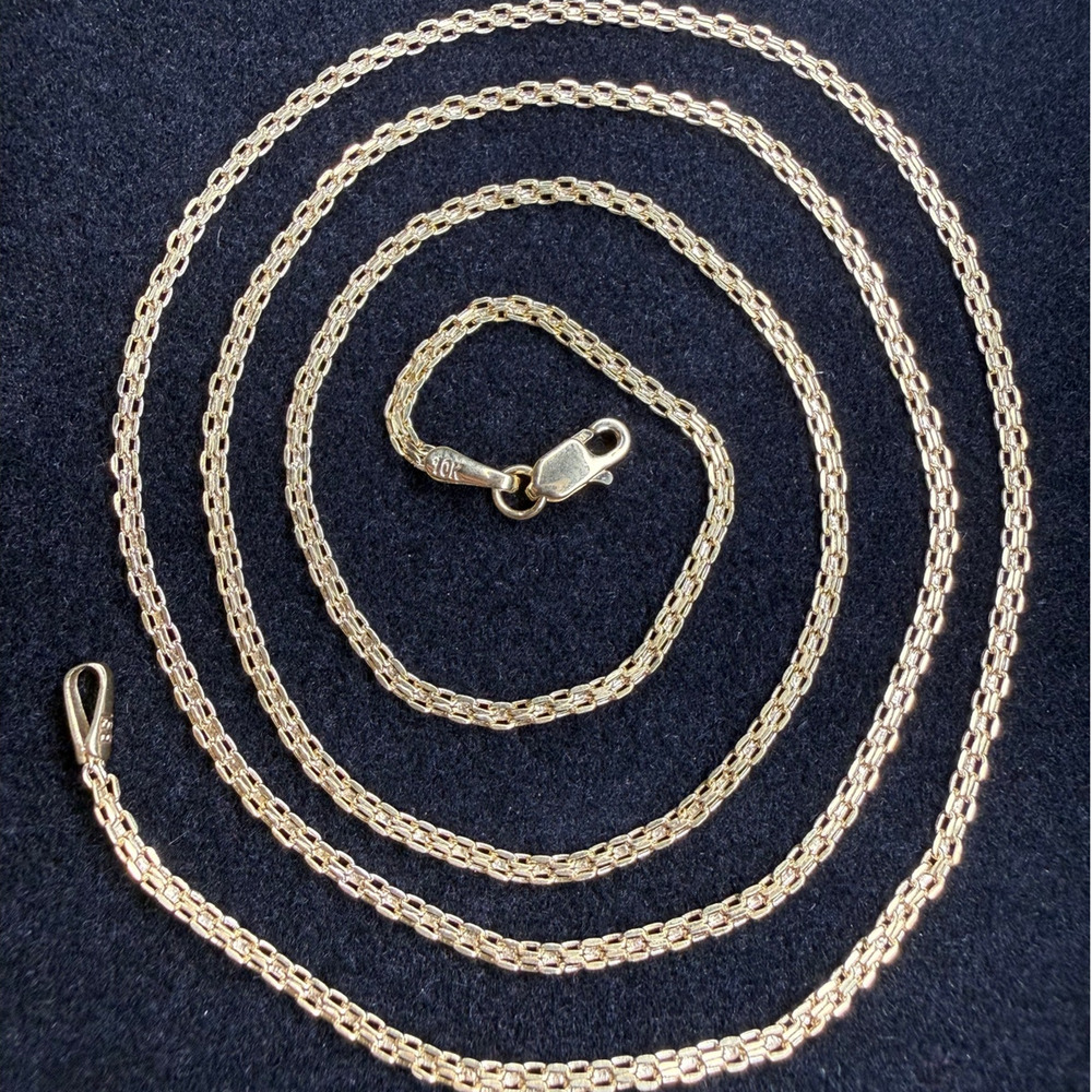 Solid 10k Yellow Italian Gold Bizmark Chain Necklace 20" Long 1.84mm Wide